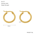 18K vergulde roestvrijstalen oorringen met 19 mm diameter en gedraaide textuur - 18K goud / Goud