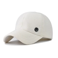 White waffle texture knit baseball cap with black metal M logo in a side profile view - Adjustable / White