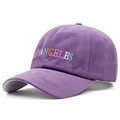 Casquette de baseball en velours côtelé violet avec broderie Los Angeles colorée - Réglable / Violet
