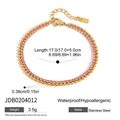 Vergoldetes Tennisarmband aus Edelstahl mit rosa Zirkon-Schmetterling, 17+5cm Länge - Goldene Rosa Zirkon Tennis Kette Stil (JDB0204012)