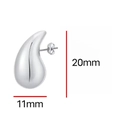 Polierte Tropfenohrstecker aus 925 Silber mit 20mm Höhe und Schmetterlingsverschluss - Extra Klein (2.0*1.1) / Silber