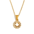 18K vergoldete Smiley-Anhänger-Halskette mit Zirkonia-Hohl-Design für Damen - Hohl Zirkon Smiley Gesicht / Gold