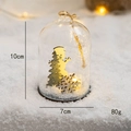 Nordic glass snowman night light with LED tree and artificial snow decoration - Blue Pillar Snowman