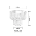 Transparent ribbed glass dual-use candle holder with vertical stripe texture - Wide Mouth Style / 6.3x5.2cm / Clear
