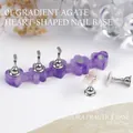 Detail view of purple agate texture nail art base with magnetic metal tips and dimensions - Purple Faux Agate
