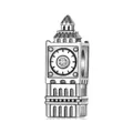 925 sterling silver Big Ben charm with cubic zirconia for DIY charm bracelets - London Big Ben