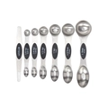 Magnet-Messlöffel-Set aus Edelstahl mit schwarzen Griffen und Abgleicher - Messlöffel und Abstreifer in Beutel, schwarz (F153BK)