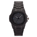 Montre luxueuse noire pour femme avec strass brillants, boîtier carré et dateur inclus - Noir avec pierres noires