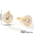 Detailansicht der Sonnenblumen-Ohrringe mit Zirkonia und genauen Maßangaben - Gold (E03155-1)