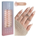 Faux ongles amande courts avec pointes French blanches et base nude naturelle en boîte - Style Français Nude Naturel (FS002)