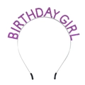 Birthday Girl headband with silver metal frame and pink purple rhinestones detail - Silver Base + Purple Rhinestone