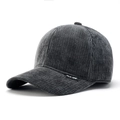 Men's dark grey corduroy baseball cap with ear flaps and warm fleece lining - Dark Gray