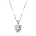 Classic 925 sterling silver necklace with heart-cut moissanite pendant in four-prong setting - (s925 Silver + Moissanite P11506-65/1 Carat/6.5mm) / Chain Length 40cm + 5cm (extension Chain)