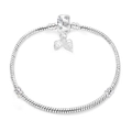 Silberne 3mm Schlangenkette mit funkelndem Zylinder-Anhänger und Metallblatt-Anhängern - 17cm / Blattverschluss (LZ46)