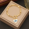 Collana a catena dorata con pendente a cuore malocchio e chiusura a T in scatola regalo - 2# Braccialetto