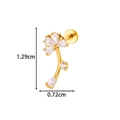 Stud d'oreille fleur dorée avec zircons pour piercing cartilage, dos plat, longueur 1,29cm - 4# Style Forme Fleur (2623-4# Or) / Doré