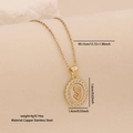 Collana placcata oro 18K con ciondolo ovale e motivo a orecchio in strass su beige - 3# Feto Madre