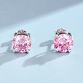 Classic four-claw round pink moissanite stud earrings made of S925 sterling silver - 4MM (0.3ct) / Pink