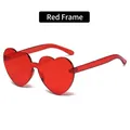Fashionable rimless heart shaped sunglasses with red frames for a trendy street look - Red