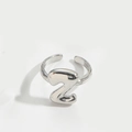 Polished silver adjustable open ring featuring a bold 3D number 2 design - Letter Z Style