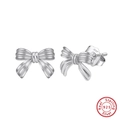 Elegante S925 Sterling Silber Schleifenstecker mit poliertem Metallic-Silber-Finish - Ca. 1.25g / Platiniert
