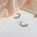 Elegantes pendientes en U de plata con circonitas sobre una tela de seda - Plateado