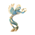 Elegant phoenix bird brooch with blue gradient enamel and sparkling rhinestones - Blue Phoenix