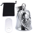 Guardian bell motorcycle pendant with heart wings and black velvet pouch set - Steel Color (With Tag & Velvet Bag)