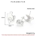 Boucles d'oreilles dauphin en acier inoxydable argenté poli de 12 mm de hauteur - Argent (KLJ8359-Z)