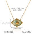 Detailed size specifications of 18K gold starfish necklace with turquoise resin shell inlay - Turquoise Shell Oval Style (HC-N40520)