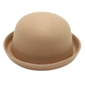 Chapeau melon classique en feutre de laine marron avec bord incurvé pour enfants - Chameau