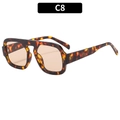C8 retro oversized sunglasses with premium tortoise shell frames and amber lenses - Tortoise Frame Champagne Lens