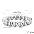 12mm polished stainless steel bead stretch bracelet 18cm long for women and men - 12mm Silver Stainless Steel Bead Bracelet (KB161898-Z)