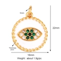 Gold plated evil eye charm with green and white zircons, dimensions 22mm by 16mm - Gold Round Background L296844-G