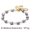 18K gold plated stainless steel Evil Eye bracelet with blue enamel charms and lobster clasp - Blue Evil Eye Gold Bracelet (KB147876-Z)