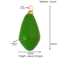 Detail of green teardrop acrylic fruit charm showing 20x10mm size and 1.5mm hole - Green Fruit