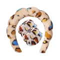 Leopard print plush headband and wristband set for face washing in colorful patterns - Multi-color Leopard Headband + 2 Wristbands