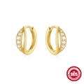 Luxe goudvergulde S925 sterling zilveren huggie hoops met fonkelende zirkoonstenen - Gebogen Kruis Stijl (Goud #5)