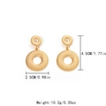 Golden textured geometric double ring earrings with detailed woven pattern finish - Double Hoop Radial Texture (TL-E1339-02)