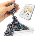 Colorful magnetic stones with silver storage box for interactive educational desktop game - Tin Box + Electroplated Colorful Magnet + 510 Pieces