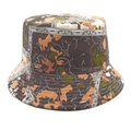 Detail view of Bohemian floral bucket hat with intricate stitching and vintage patterns - M (56-58cm) / Dark Grey Orange Green Floral (4#)