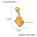Goldenes Herz-Charm aus Edelstahl mit Maßangaben und Karabinerverschluss-Details - 2 Stück Goldener Strukturierter Herz-Anhänger