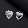 Polished silver heart locket pendant in minimalist and floral embossed styles - Bow Wreath Heart Locket 19.5*22.5mm / Hand Polishing