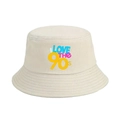 Cappello da pescatore beige in tela con stampa vintage I LOVE THE 90s per protezione solare - M (56-58cm) / Beige