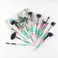 15pcs crystal diamond makeup brush set with colorful gradient handles and blue-tipped bristles - 15-Piece Colorful Diamond Handle (TZ15TMZS)