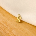 Golden S-letter charm pendant in metal with a polished finish for DIY jewelry making - 14k Letter - S (letter Height 1cm)
