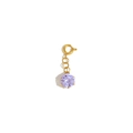 18K gold plated heart spring clasp pendant with faceted light purple gemstone charm - Light Purple Gemstone Style (N2662-5)