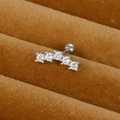 Piercing hélix en acier argenté avec cinq pierres de zircon et fermoir à boule vissée - Arc à 5 pierres / Argent