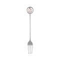 Silver stainless steel dessert fork with pink enamel moon and star pendant detail - Silver Fork Pink Moon Pendant