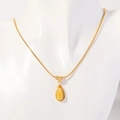 18K gold plated titanium necklace with a teardrop yellow December birthstone pendant - November (Yellow)